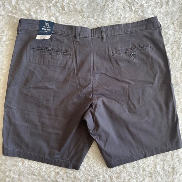 NWT George Mens Stretch At-The-Knee Flat Front Chino Shorts Grey Size 40 - Picture 5 of 6